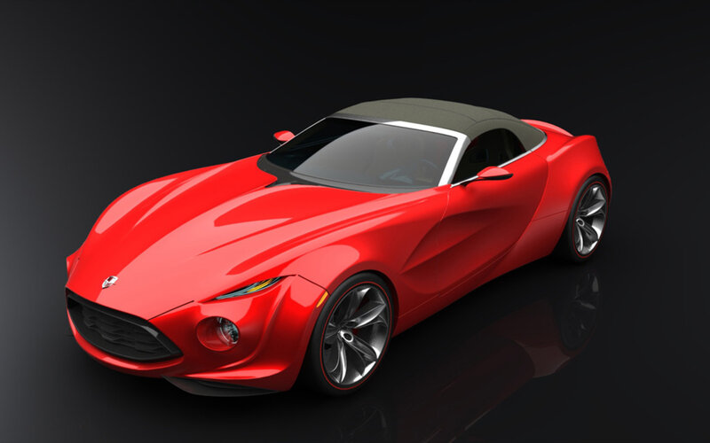 Red Convertible Sports Car — Dramatic, 3d Render
