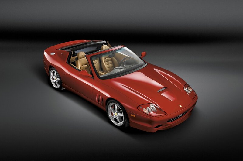 Red Convertible Sports Car — Dramatic, Photograph, Beige Interior