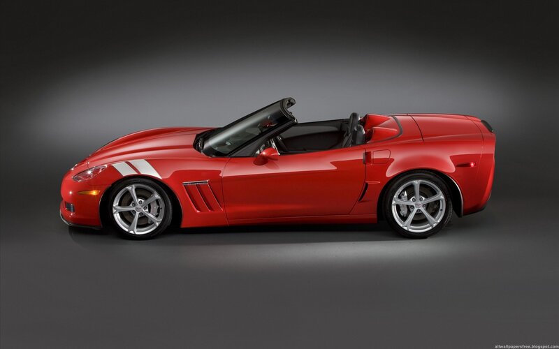 Red Convertible Sports Car — Dramatic, Photograph, Silver Wheels, Black Interior, White Stripes