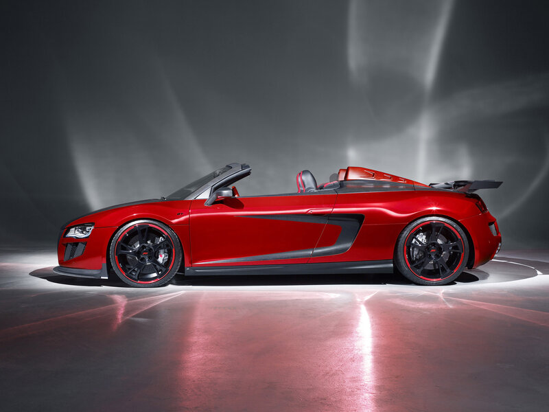 Red Convertible Sports Car — Dramatic, Photograph, Spotlight
