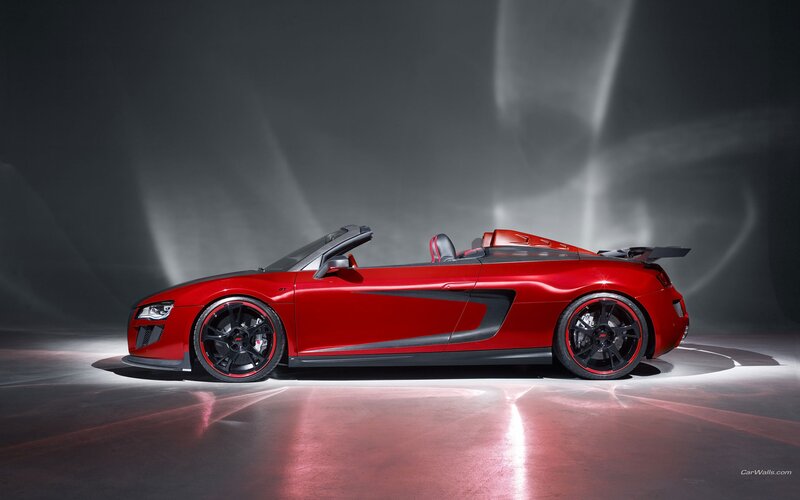 Red Convertible Sports Car — Dramatic, Photograph, Spotlights, Black Wheels