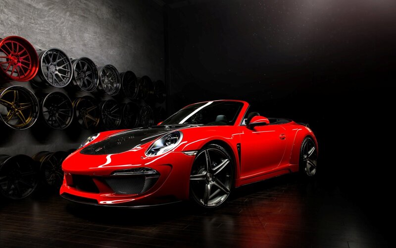 Red Convertible Sports Car — Dramatic, Photograph, Wheels, Wall