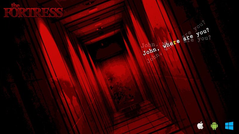 Red Corridor with Text