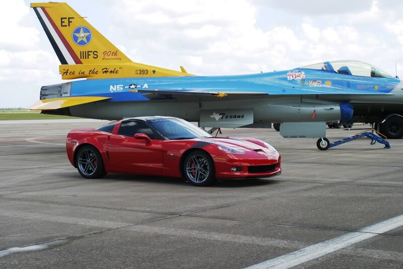 Red Corvette and Jet