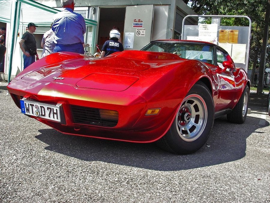 Red Corvette at a car show