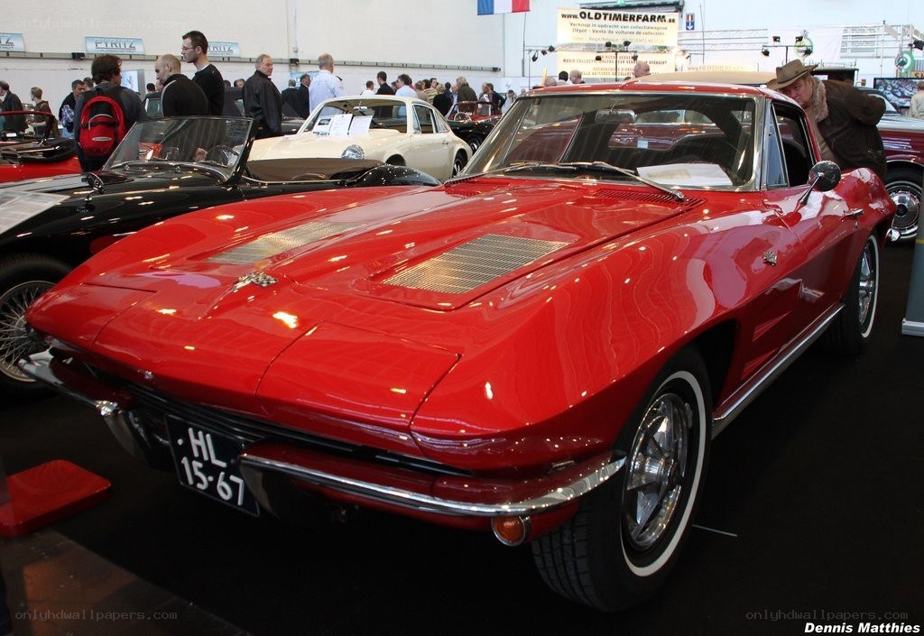 Red Corvette at car show