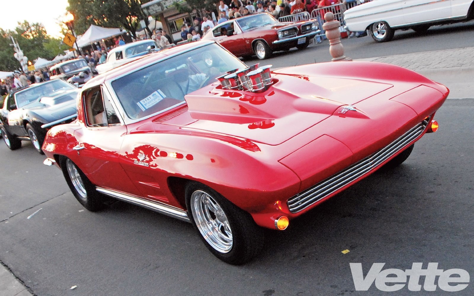 Red Corvette at car show