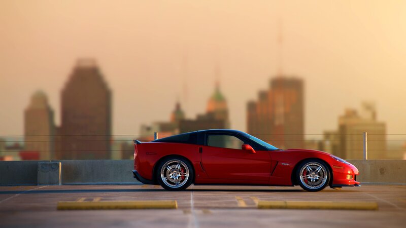 Red Corvette C6 — Serene, Sunset