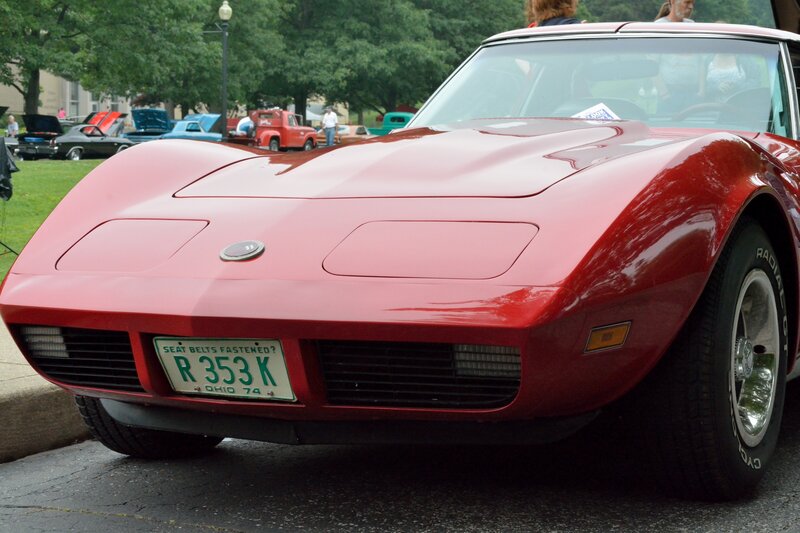 Red Corvette Car — Calm, Afternoon, Photograph, Car Show
