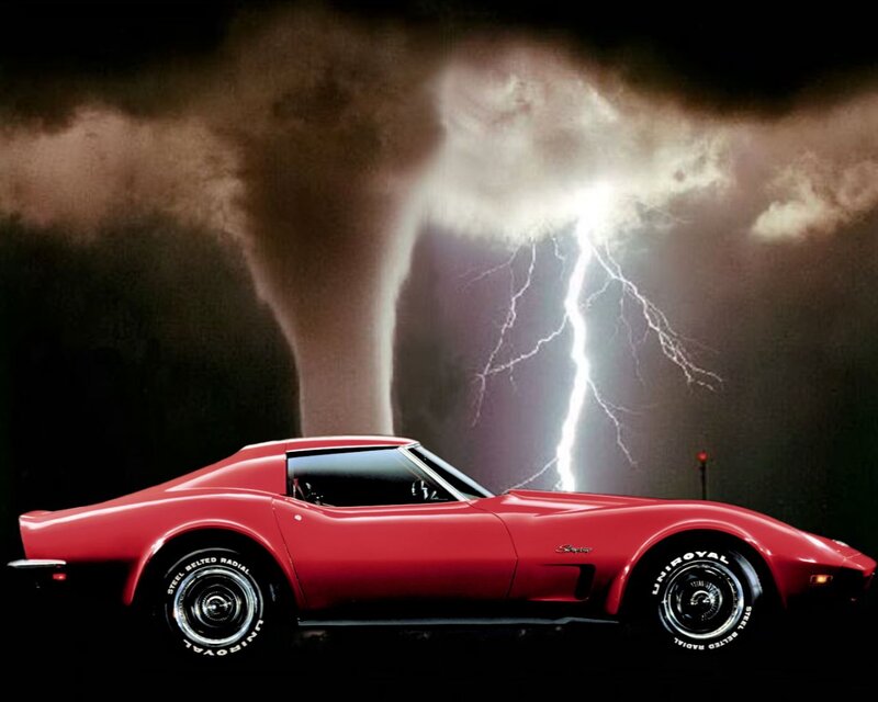 Red Corvette Car — Dramatic