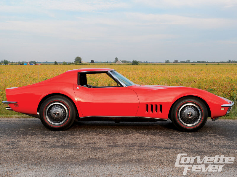 Red Corvette Car — Serene, Afternoon, Photograph, Field