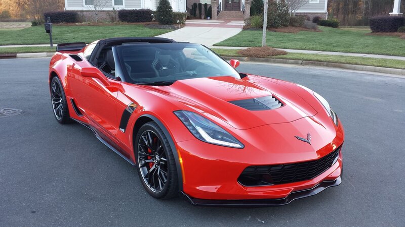 Red Corvette Convertible — Calm, Afternoon, Photograph, Car, House