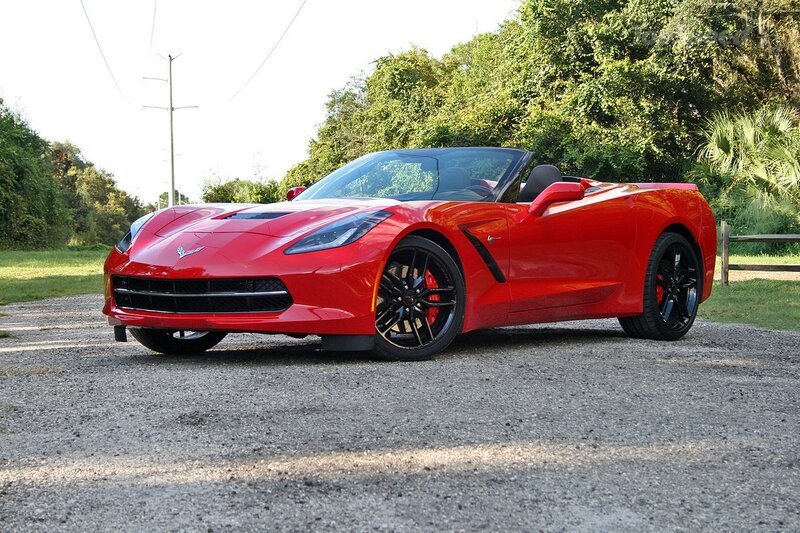 Red Corvette Convertible — Calm, Afternoon, Photograph, Trees