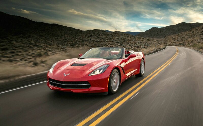 Red Corvette Convertible — Dramatic, Sunset