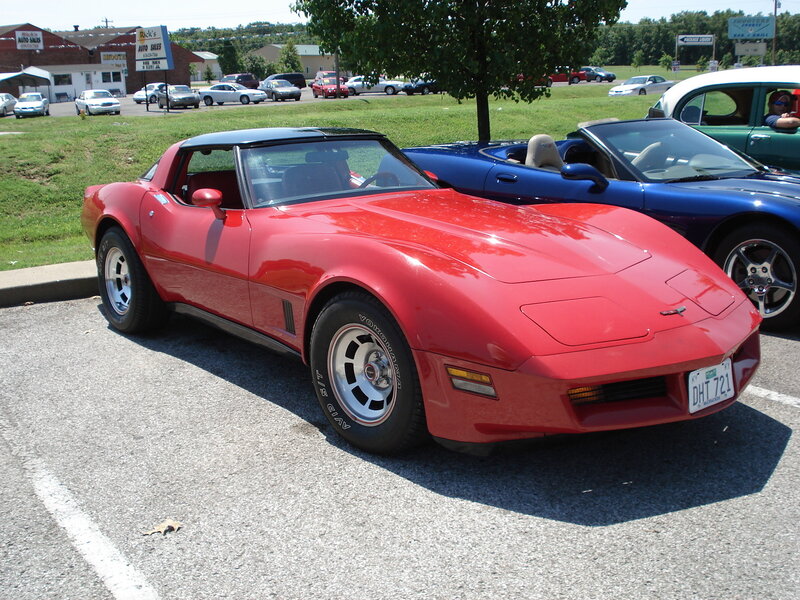 Red Corvette Convertible — Outdoor, Afternoon, Photograph, Blue Corvette