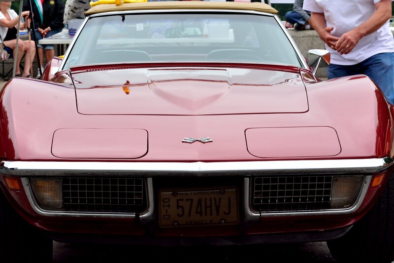 Red Corvette Convertible — Outdoor, Afternoon, Photograph, People