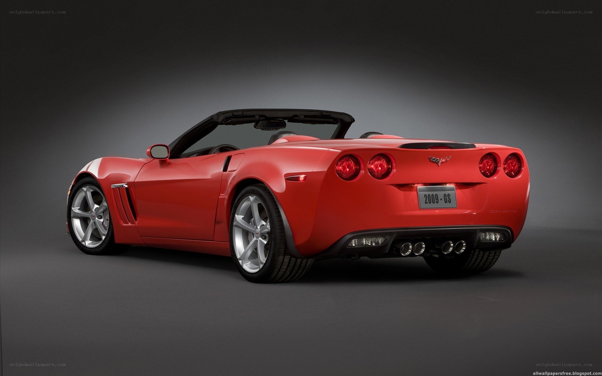 red corvette convertible rear view