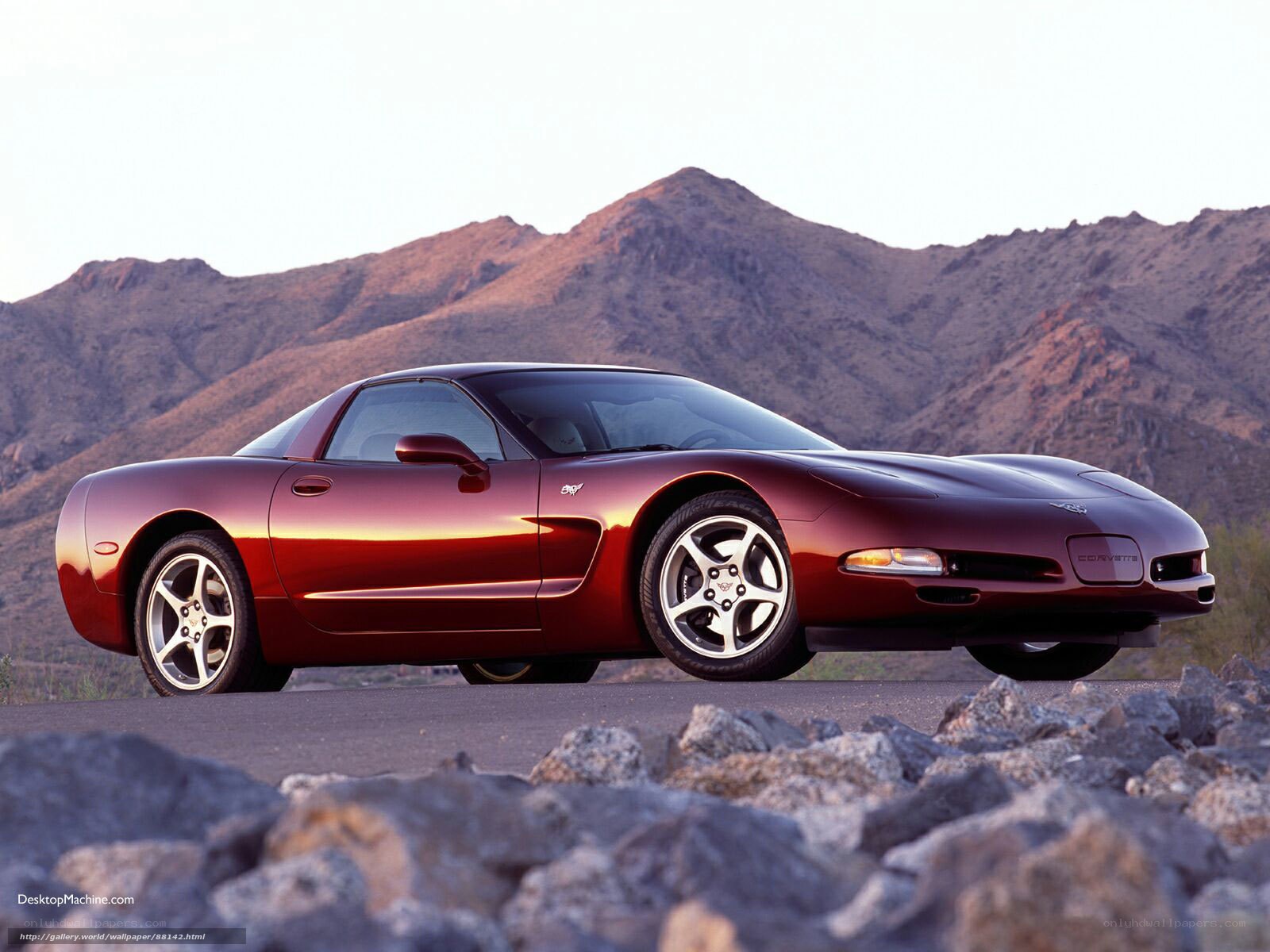 Red Corvette in desert