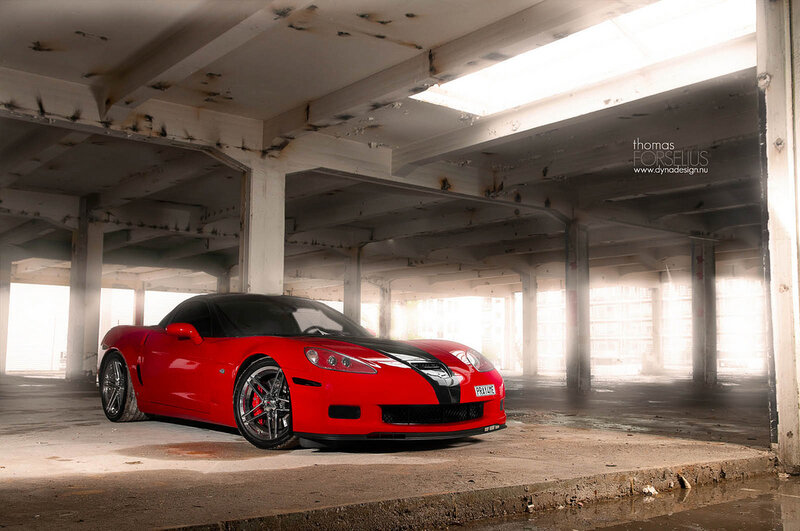 Red Corvette in Garage