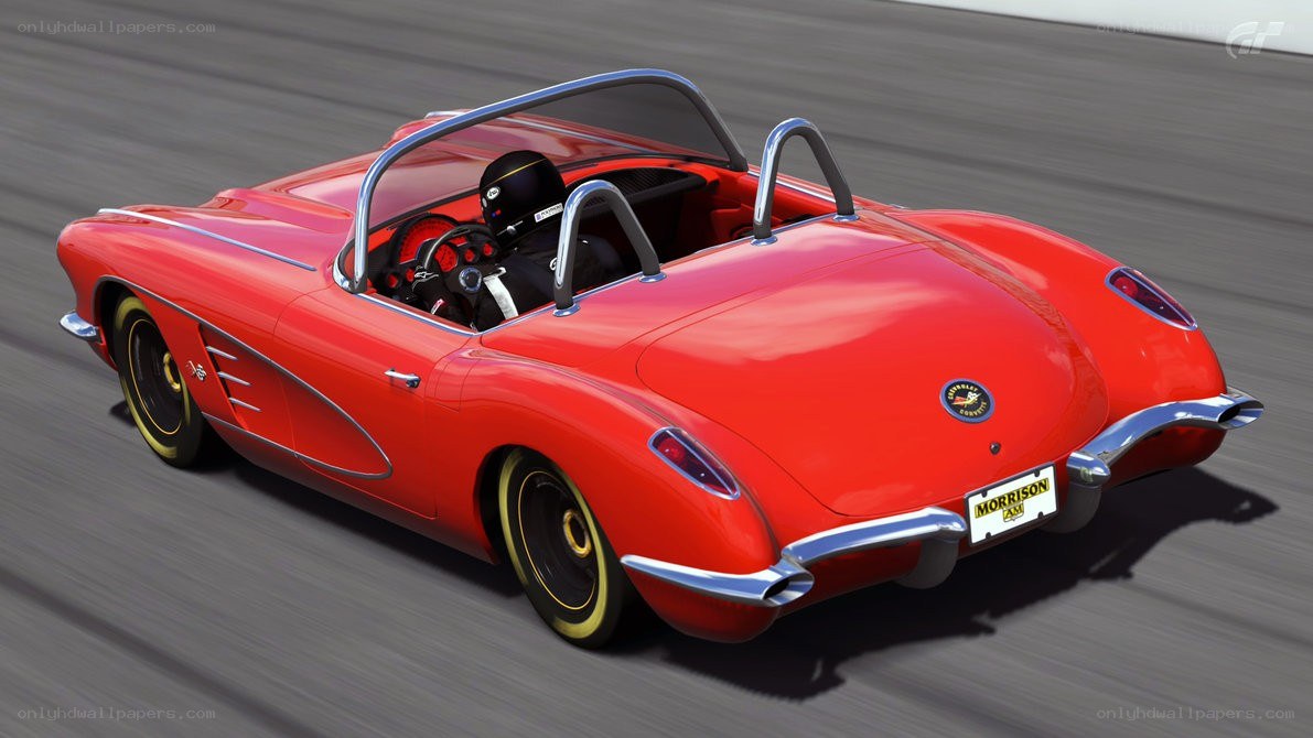 Red Corvette on a racetrack