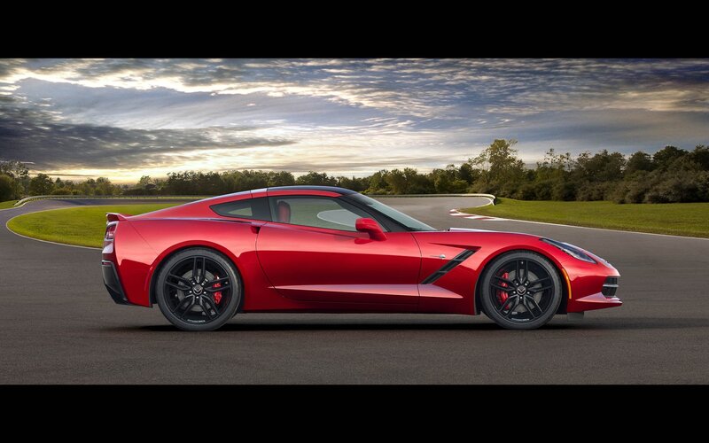 Red Corvette on a racetrack
