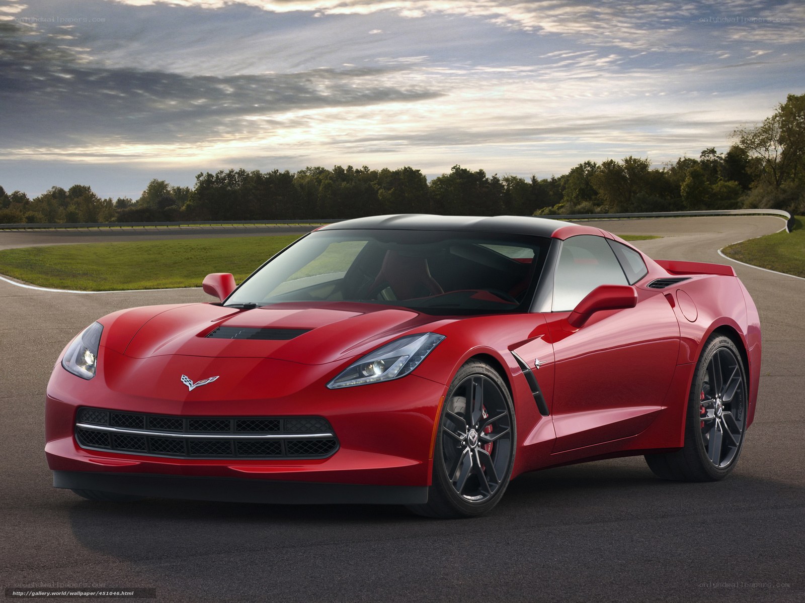 Red Corvette on a racetrack