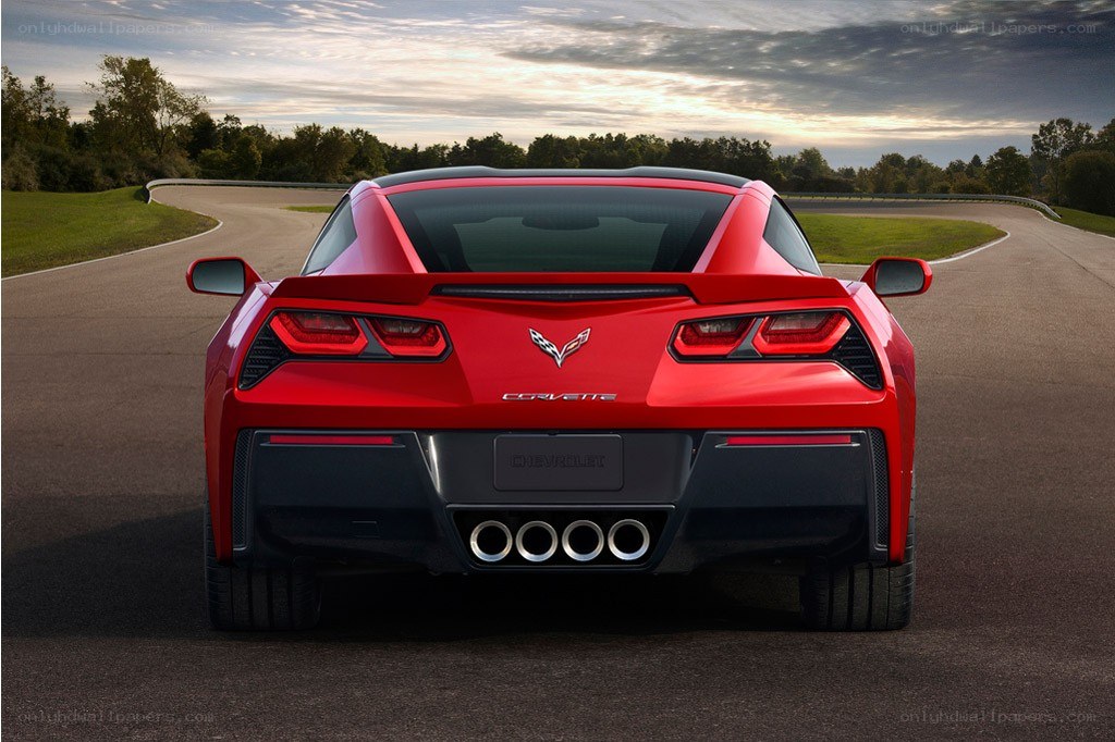 Red Corvette on a racetrack