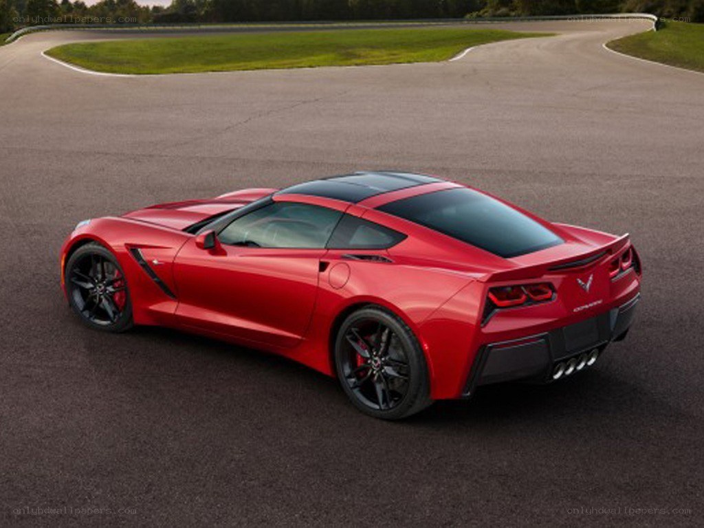 Red Corvette on a racetrack