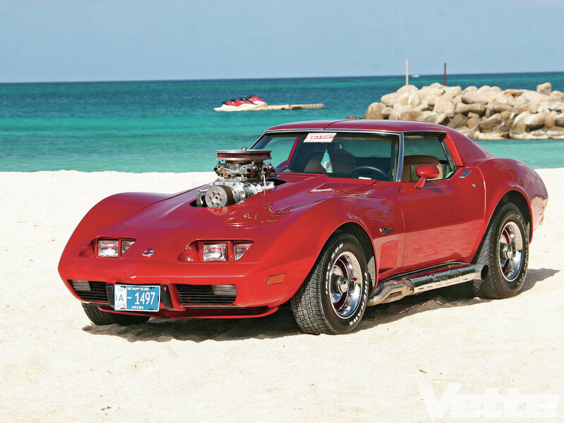 Red Corvette on Beach