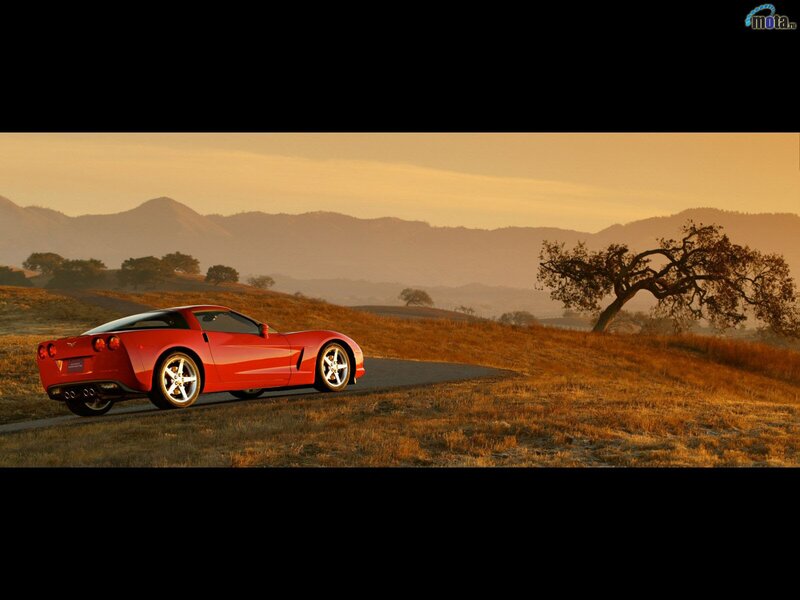 Red Corvette on Hill