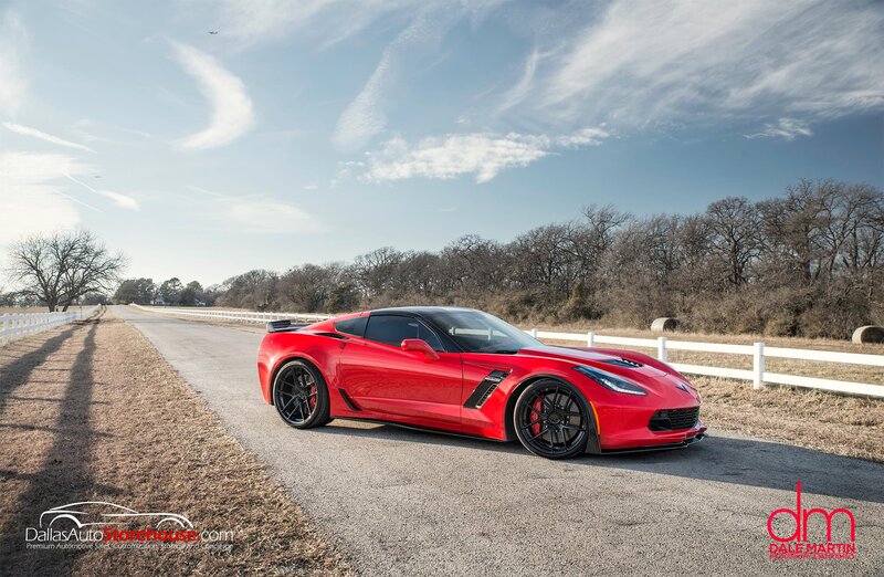 Red Corvette on Road — Serene