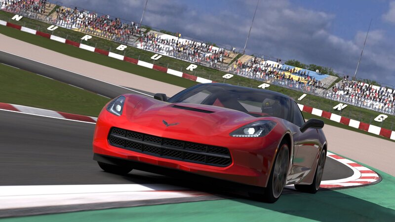 Red Corvette on Track — Dynamic, Afternoon, 3d Render, Race Car