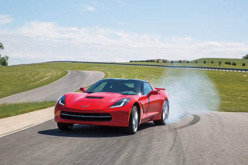 Red Corvette on Track — Dynamic, Afternoon