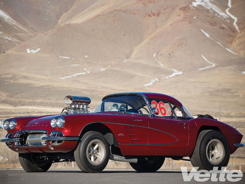 Red Corvette Race Car — Dramatic, Afternoon