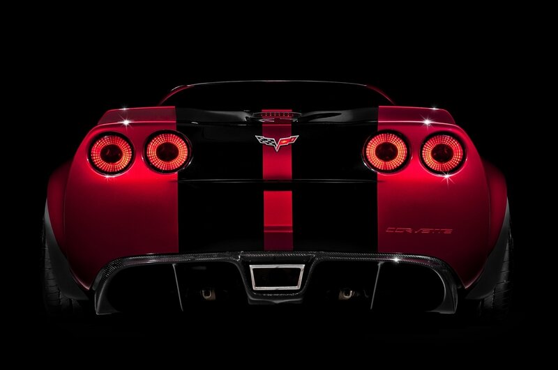 Red Corvette rear view