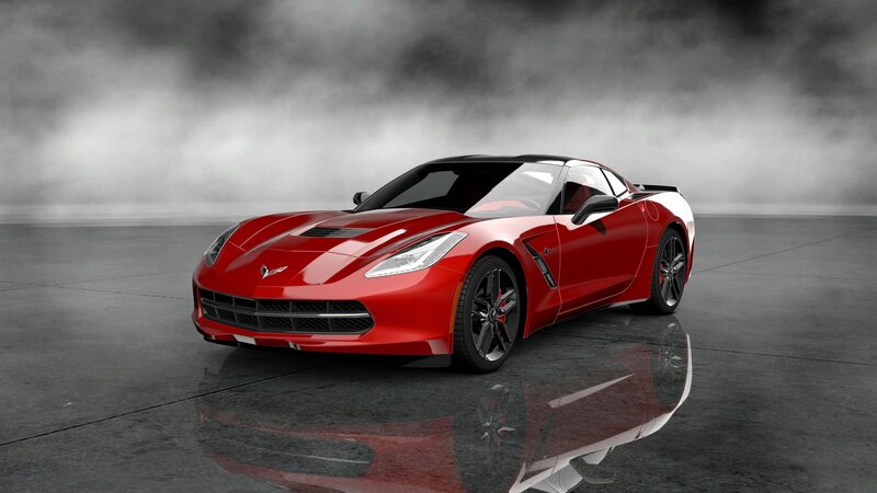 Red Corvette Sports Car — Dramatic, 3d Render, Smoke