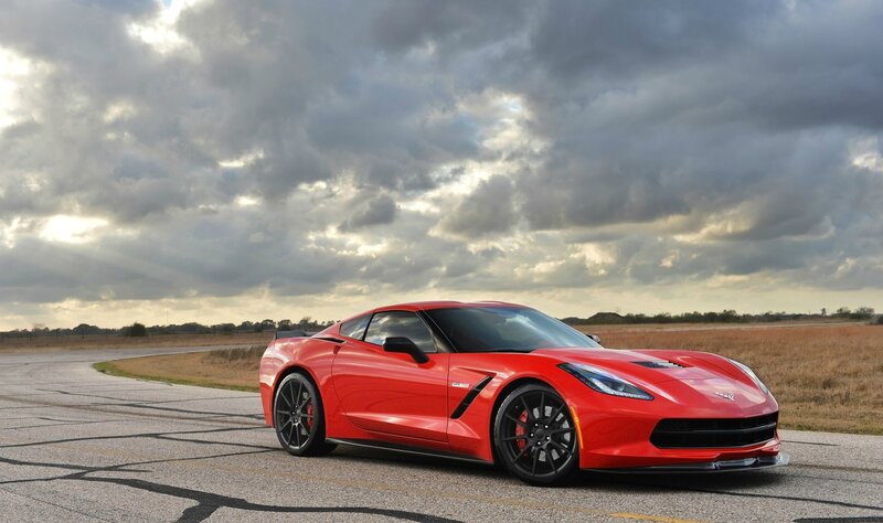Red Corvette Sports Car — Dramatic, Afternoon, Photograph, Road