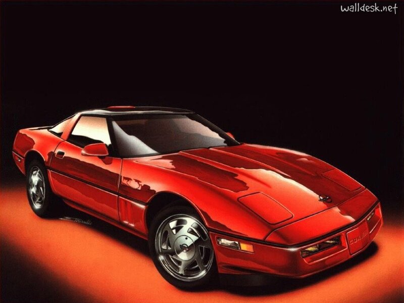 Red Corvette Sports Car — Dramatic, Digital Art