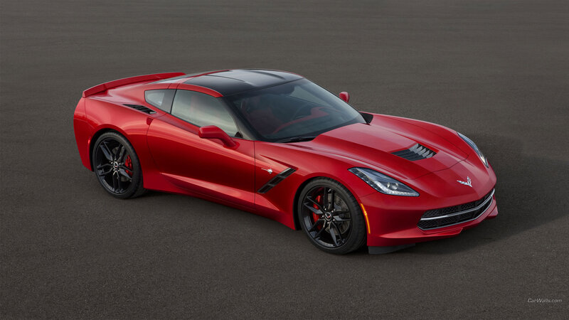Red Corvette Sports Car — Dramatic, Photograph, Black Wheels