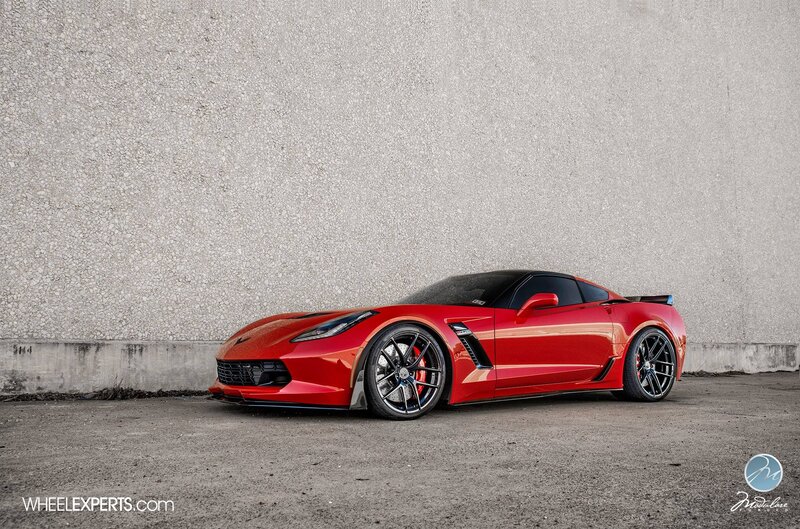 Red Corvette Sports Car — Dramatic, Photograph, Concrete Wall