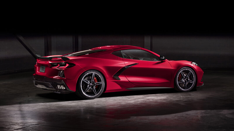 Red Corvette Sports Car — Dramatic, Photograph, Tire
