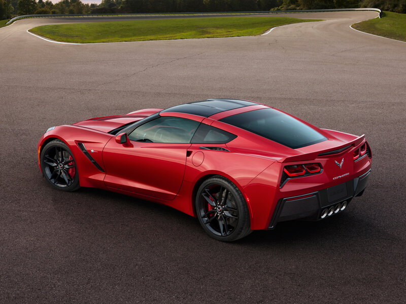 Red Corvette Sports Car — Dramatic, Sunset