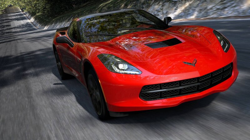 Red Corvette Sports Car — Dynamic, Afternoon, 3d Render