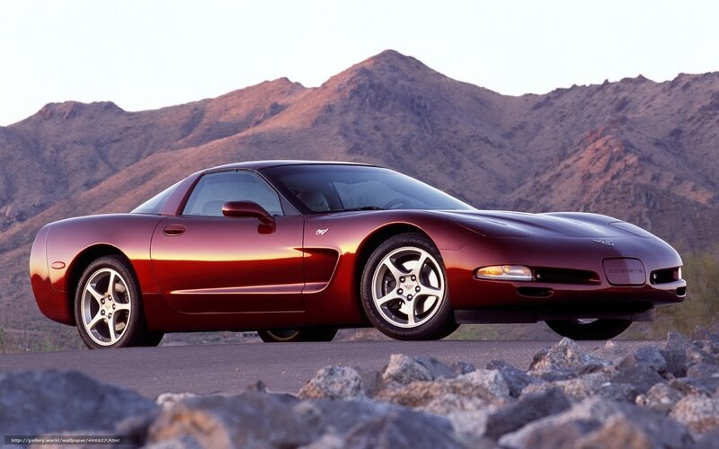 Red Corvette Sports Car — Maroon