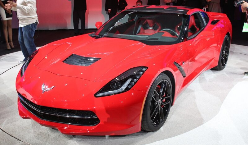 Red Corvette sports car on display
