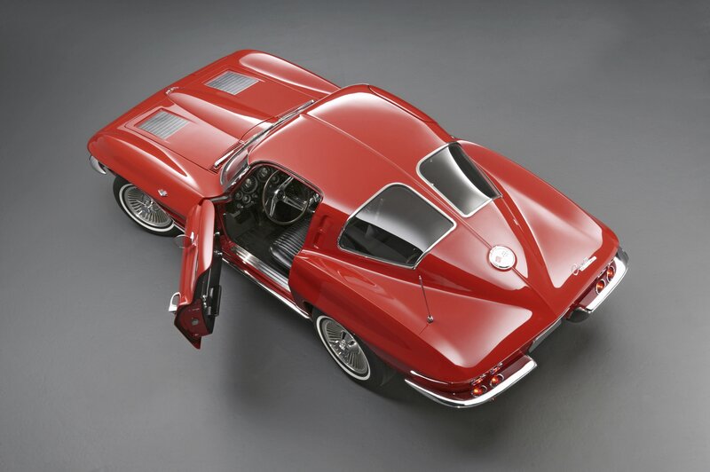 Red Corvette Stingray from above