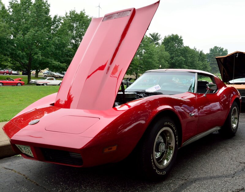 Red Corvette with Hood Open — Calm