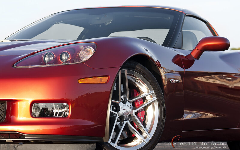 Red Corvette Z06 front view