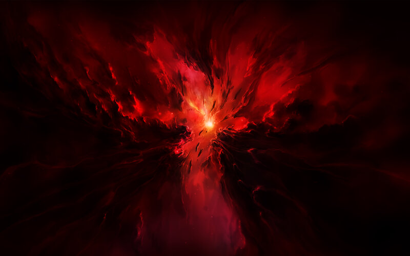 Red Cosmic Explosion — Dramatic