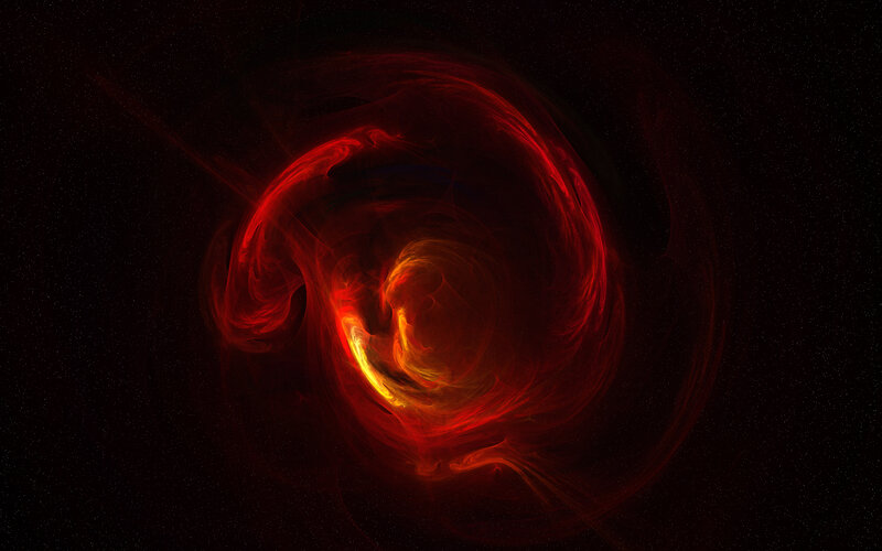 Red cosmic swirl nebula